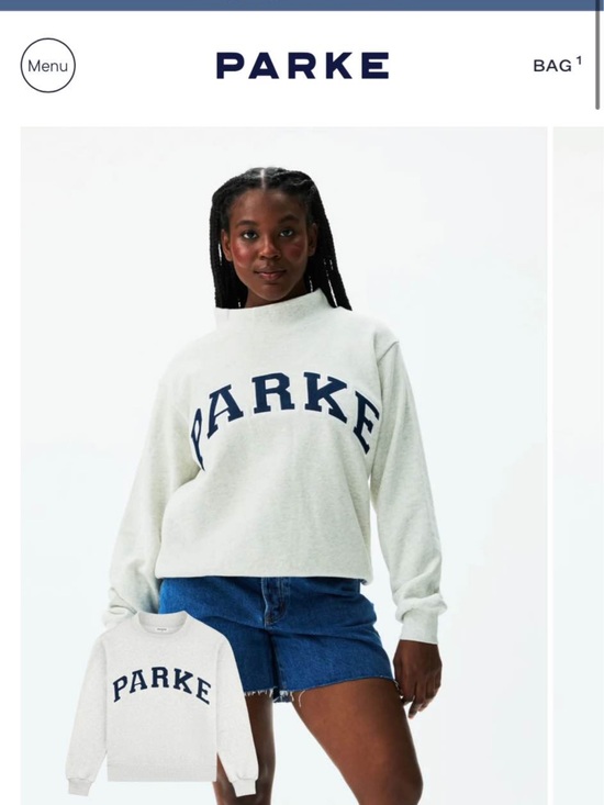 Parke Sweaters - Heritage PARKE Varsity Mockneck Sweatshirt - Heather Grey with Denim Logo